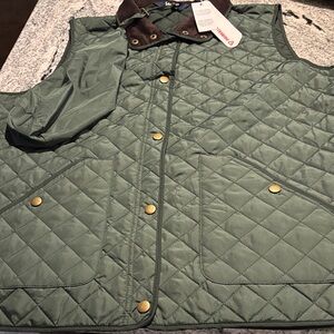 Green Quilted Vest with Gold Buttons